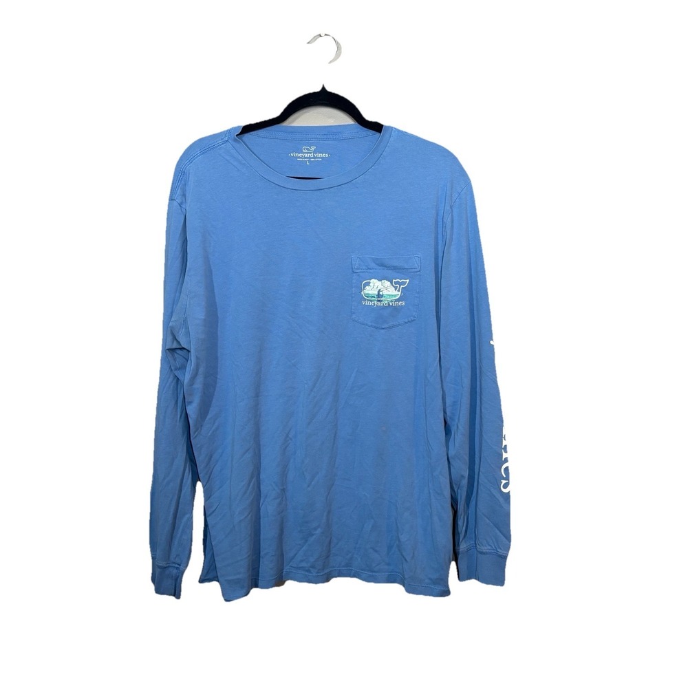 Vineyard Vines Long Sleeve Tshirt Men's Large Blue Whale Graphic Cotton